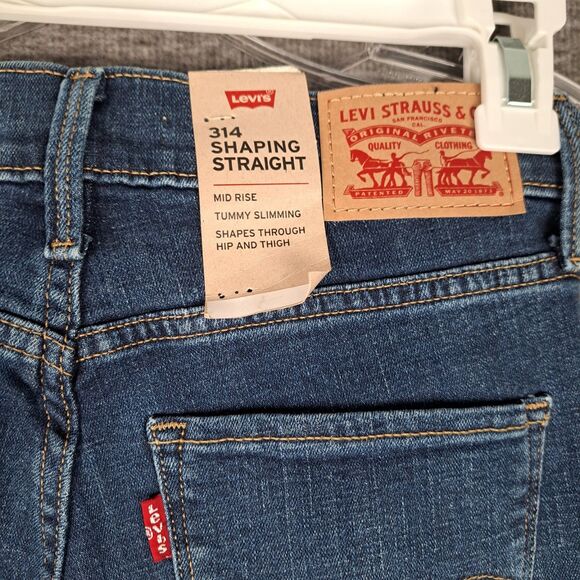 LEVI'S 314 Shaping Straight Sculpt Stretch Jeans Womens 25 26x27 Mid Rise NWT - Picture 7 of 13